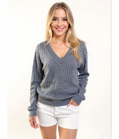Sweater aran escote V