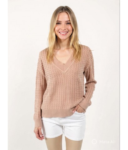 Sweater aran escote V